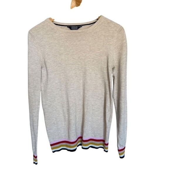 Joules Women's Beige Rainbow Stripe Wool Blend Pullover Sweater Size 2 - Picture 3 of 8